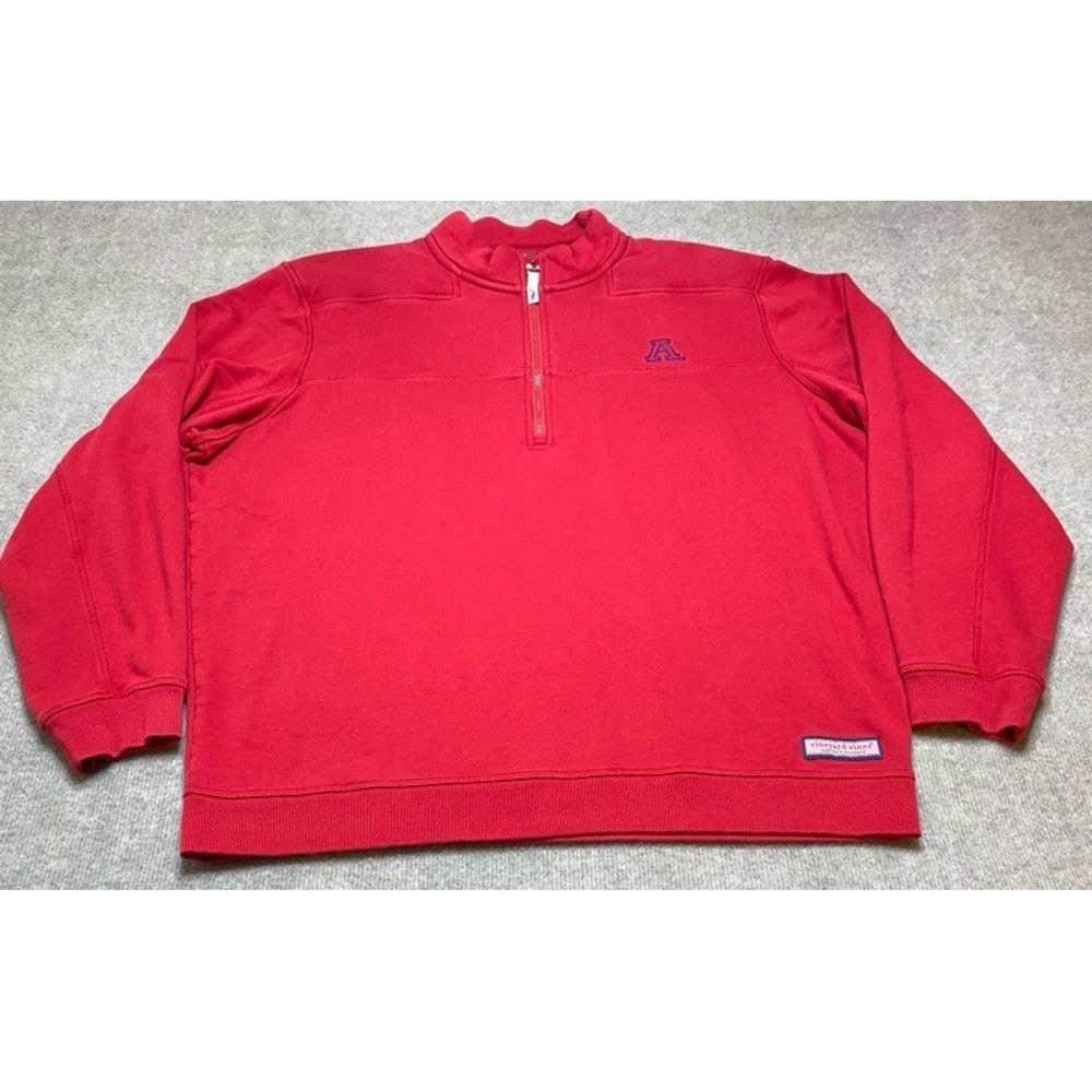 Vineyard Vines Pullover Men XL Red University of Arizona Wildcats Quarter Zip